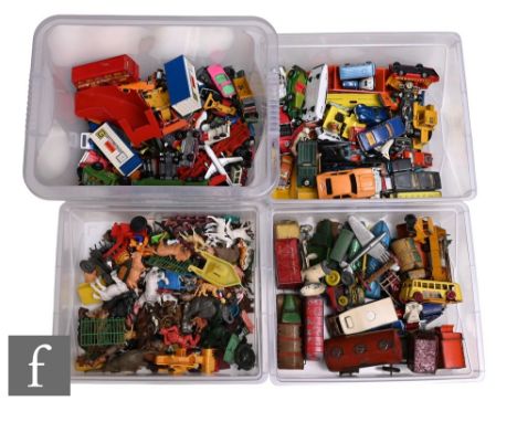 A collection of playworn toys, to include a tinplate Chad Valley British Railways Container Lorry, a tinplate clockwork Metto