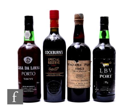 Four bottles of vintage port, to include a 1963 Borges &amp; Irmao vintage Port, 75cl, together with three further bottles in