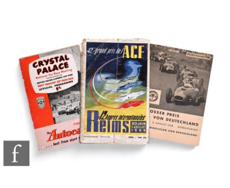 A German 1958 motor racing program titled 'Grosser Preis Von Deutschland', (Peter Collins was tragically killed in this race)