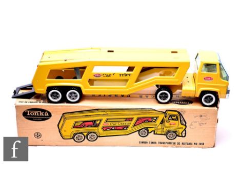 A Tonka Canada Camion Car Transporter for the French Canadian market, boxed. Condition reports for each lot are available on 