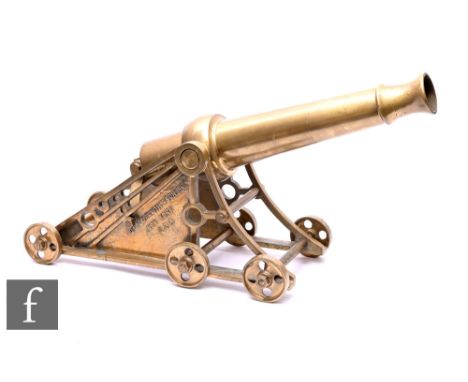 A 20th Century Galbraith &amp; Son replica bronze Life Saving Cannon and carriage, marked&nbsp;C.C. GALBRAITH &amp; SON INC. 