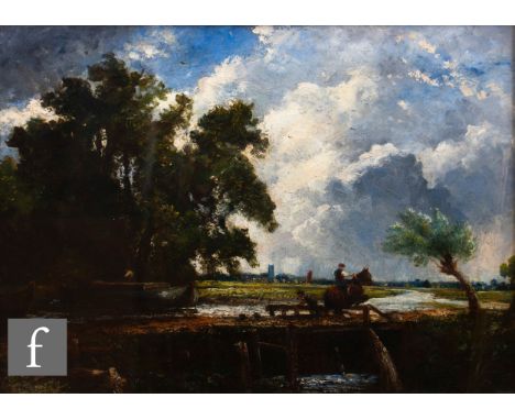 FOLLOWER OF JOHN CONSTABLE (1776-1837) - The Leaping Horse', oil on canvas, framed, 49cm x 69cm, frame size 70cm x 88cm. Cond
