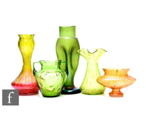 A collection of early 20th Century Loetz, Kralik and iridescent glassware, to include a Loetz two-handled vase of shouldered 