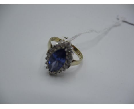 9ct Gold Amethyst and CZ Cluster Ring, Size N 