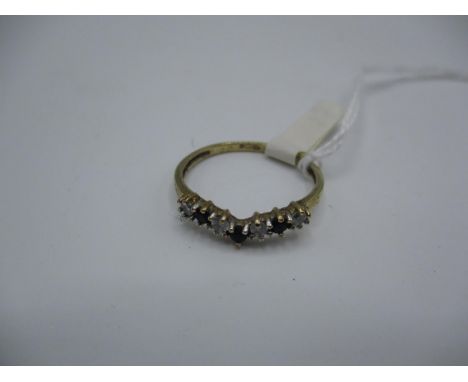9ct Gold Sapphire and CZ Wishbone Ring, Size M 