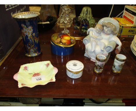 Carlton Ware Vase, Royal Worcester Trinket Box, Nao Figure Group etc 