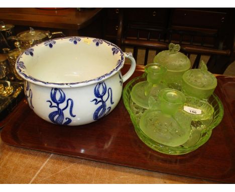 Art Nouveau Chamber Pot and 1930's Glass Trinket Set 