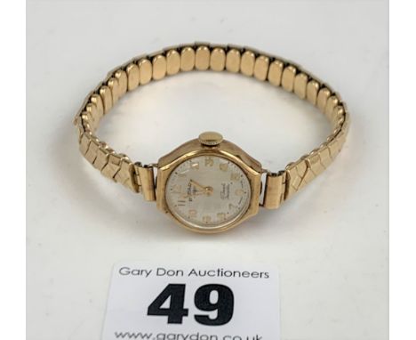 9ct gold metal core Rotary ladies watch, running