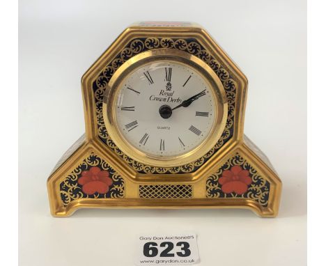 Royal Crown Derby ‘Old Imari’ mantle clock 5”w x 4”h