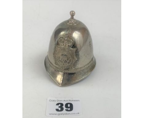 Silver plated policeman’s helmet bell, 3” high