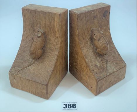Pair of Mouseman bookends 6” high