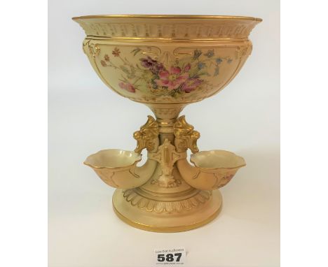 Royal Worcester 1713 fountain shaped bowl on stand, 9” high