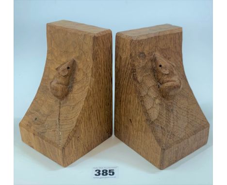 Pair of Mouseman bookends 6” high
