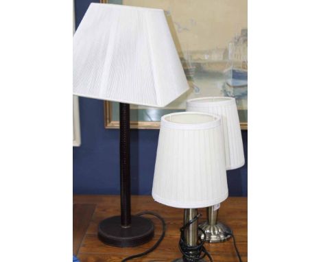 PAIR OF MODERN BEDSIDE LAMPS
with one other lamp and two modern lampshades