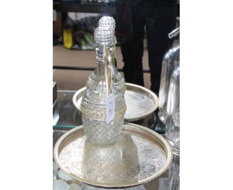 VINTAGE SODA SYPHON 
together with a sherry decanter and a plated tray