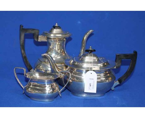 LOT OF SILVER PLATED ITEMS
including a four piece tea service, a small circular tray etc.