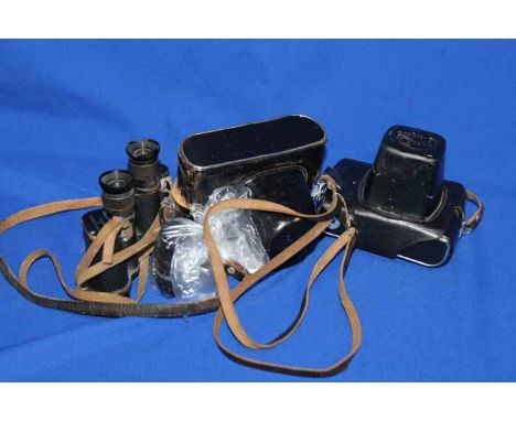 WWII BRITISH ISSUE FIELD BINOCULARS
made by Kershaw, Bino Prism No.2 Mark II, numbered 120755; together with two vintage Zeni