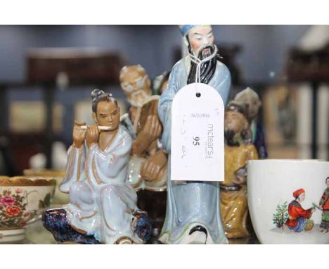 LOT OF ASIAN FIGURES AND TEA CUPS
