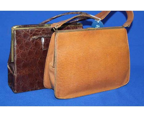 TWO CIRCA 1950S VINTAGE LEATHER HANDBAGS