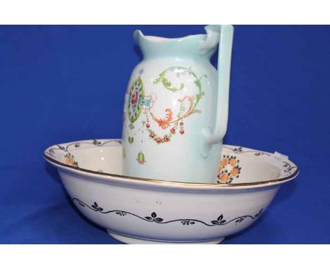 TWO EMBOSSED BRASS FUEL BINS 
also a Royal Doulton basin and a ceramic ewer (4)