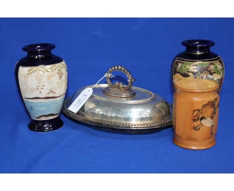 LOT OF CERAMICS AND SILVER PLATED ITEMS
including an oval entreé dish, a trinket box, a Mailing vase, a lustre flower vase, a