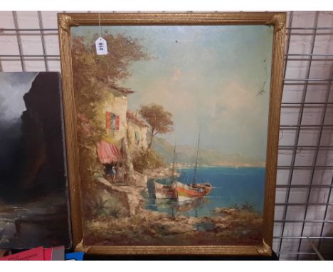 MEDITERRANEAN SEASCAPE - SIGNED HARTUNE - 70.5 X 60 CMS APPROX