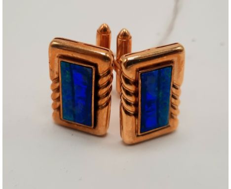 14CT GOLD OPAL CUFFLINKS - 14.3 GRAMS