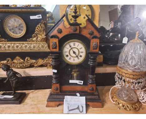 VICTORIAN STRIKING MANTLE CLOCK ( WITH KEY &amp; PENDULUM) - 56 CMS (H) APPROX