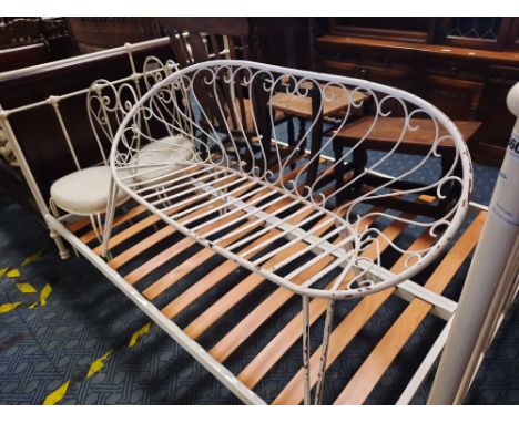 METAL GARDEN BENCH &amp; TWO CHAIRS
