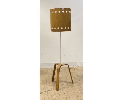 A Vintage standard lamp, circa 1960's, of bentwood construction, H144cm