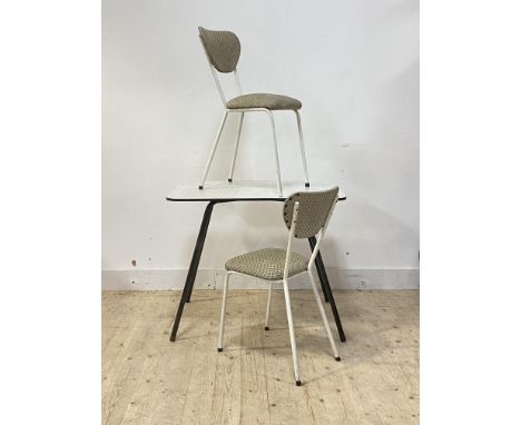 A 1950s vintage kitchen table, with formica top and black tubular supports, by Arvin Furniture (H75cm, 91cm x 60cm) together 