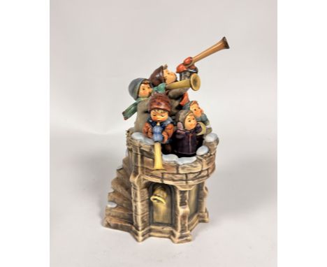 A Hummel pottery figure group Leatzte Ausgabe Final Edition 1999, Fan Fare, (h 18cm x 17cm x 13cm)
