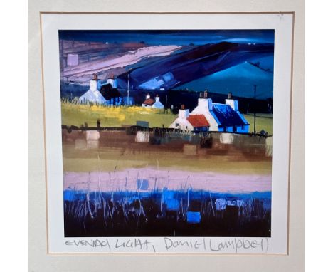 Donnie Campbell, Evening Light, print, signed bottom right, silvered mounted glazed frame, (18cm x 18cm)