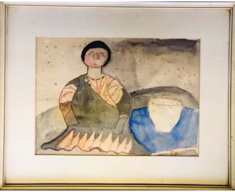 BRYAN PEARCE - THE DOLL ORIGINAL WORK CIRCA 1968. A mounted and framed piece by Bryan Pearce (1929 - 2007) titled 'The Doll',
