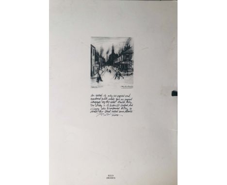 TONY WARREN CORONATION ST COLLECTION FOR BURY HOSPICE - HAROLD RILEY ARCHIE STREET LTD LITHOGRAPH IN FOLDER. A limited editio