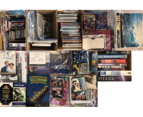 TITANIC ON FILM AND CD. A quantity of memorabilia chiefly relating to Titanic films (not inc the 1997 title), to include DVD 