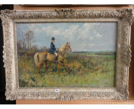An oil painting on canvas by Lionel Edwards showing Captain David Egerton on his hunter, signed bottom right Lionel Edwards a