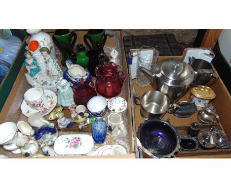 A collection of ceramics, glassware and other miscellaneous items including a 19th century Staffordshire spill vase with appl