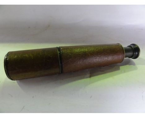 A tan leather clad First World War four draw telescope stamped Tel Sig (Mk IV), also GS Broadhurst Clarkson & Co, London 1917