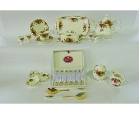 An extensive collection of Royal Albert Old Country Roses pattern tea and other wares including teapot, milk jug, sugar bowl,