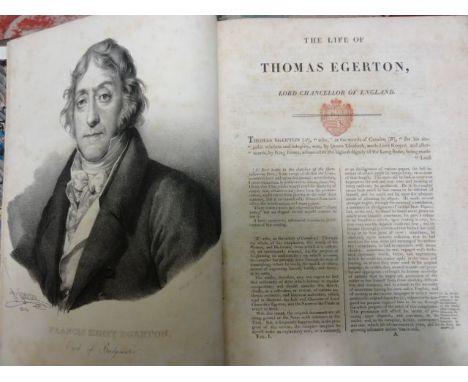 The Life of Thomas Egerton, Lord Chancellor of England, to the Elizabeth First published circa 1825, leather bound, embossed 