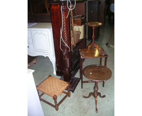 An unusual 19th century mahogany corner commode with hinged lid, mock drawer elevation and swept supports together with a mah