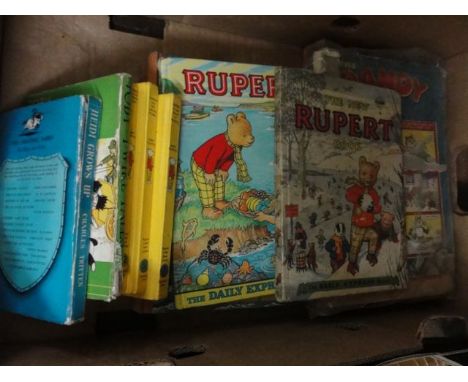 A collection of Rupert Bear books, Dandy Annuals and other vintage childrens books