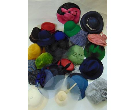 A large quantity (2 boxes) of good quality vintage ladies hats to include felt examples bearing labels Bermona, Christian Dio