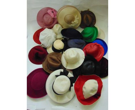 A large quantity (2 boxes) of good quality ladies vintage hats to include felt examples bearing labels Bermona Trend, Peter B