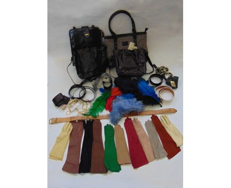 Four ladies vintage bags to include a black snake skin example bearing a label Made Exclusively for Elizabeth Arden, another 