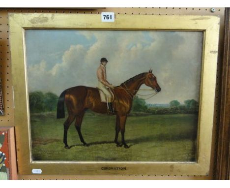 A 19th century oil painting on canvas, attributed to John Frederick Herring Senior, portrait of the racehorse Coronation with