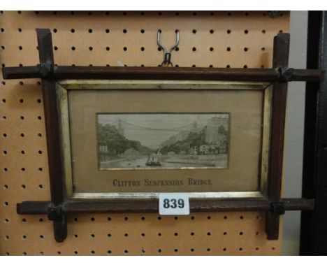 19th century Stevengraph machine embroidered picture showing the Clifton Suspension Bridge with tug boat, inscribed to mount 