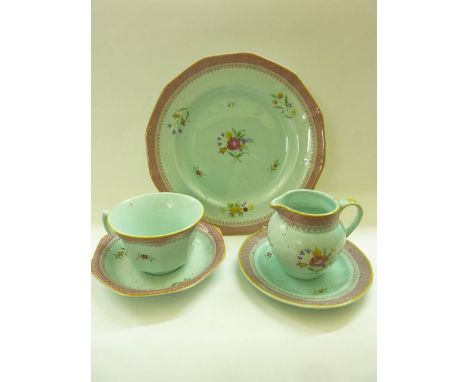 A quantity of Adams Calyx ware dinner and tea wares in the Lowestoft pattern comprising a rectangular meat plate, ten large s