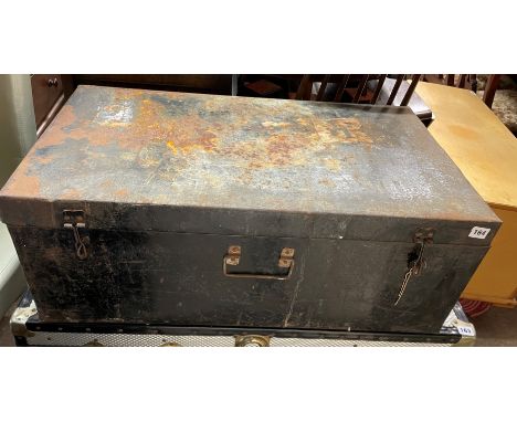 BLACK ENAMEL STORAGE TRUNK